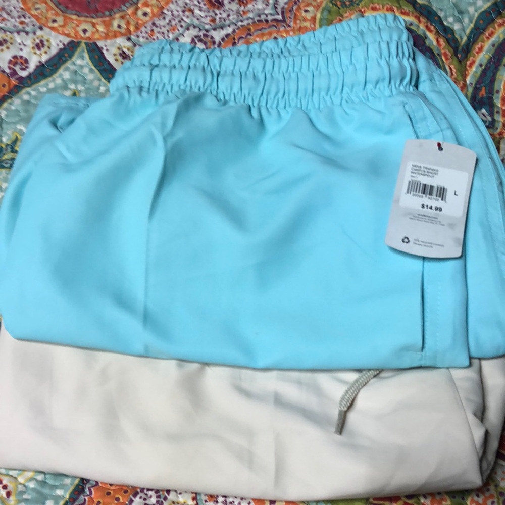 bcg Blue and White Athletic Shorts Lightweight Elastic Waist